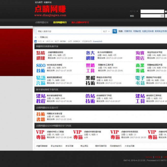 【全网首发】点睛网络赚钱论坛整站程序,论坛系统 带100000数据